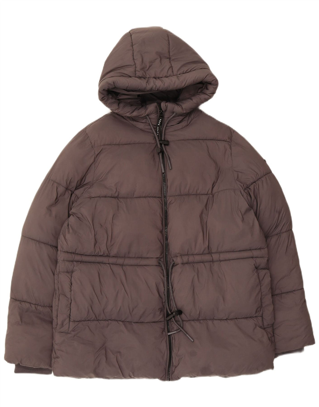 PEPE Jeans Womens Hooded Oversized Padded Jacket UK 10 Small Grey Polyester