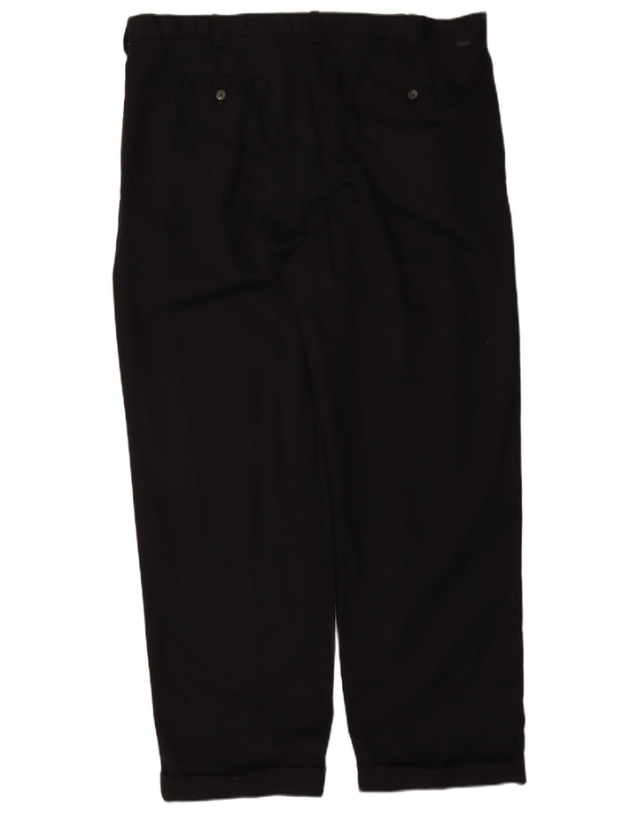 Izod Mens Pegged Chino Trousers W42 L32 Black Cotton