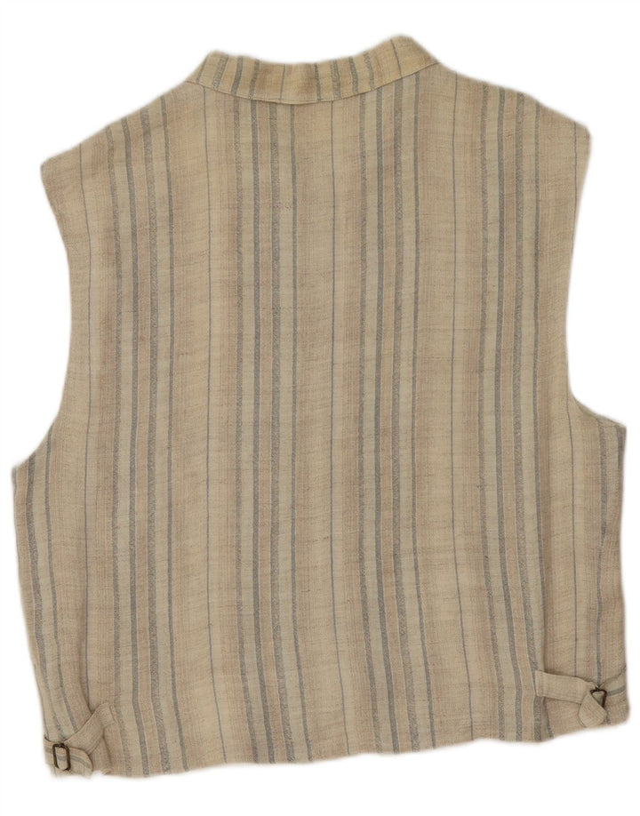Vintage Mens Gilet Medium Beige Striped