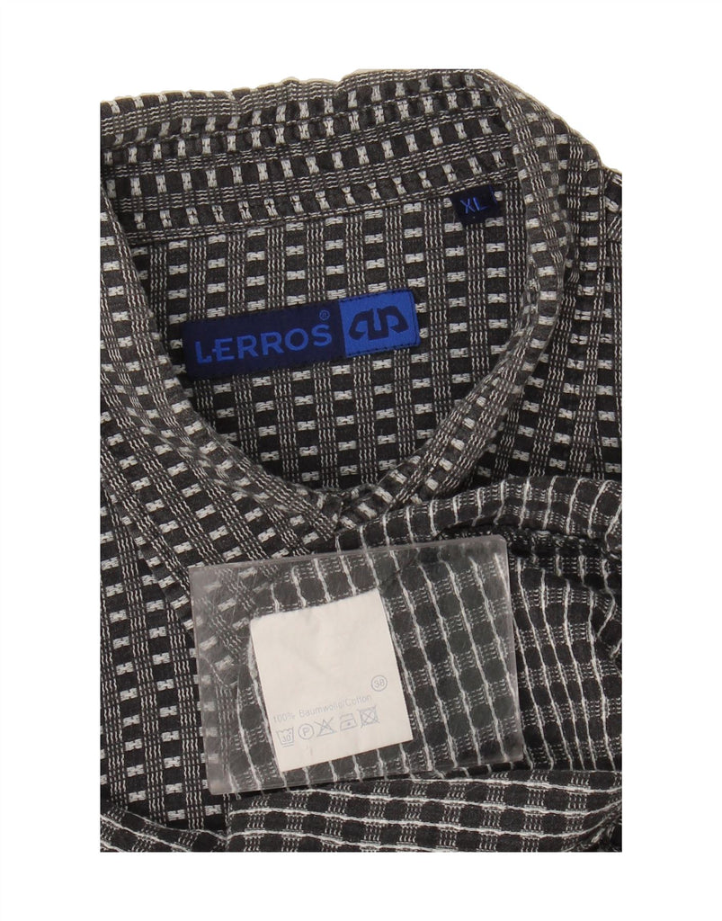 LERROS Mens Flannel Shirt XL Black Gingham Cotton Vintage Lerros and Second-Hand Lerros from Messina Hembry 