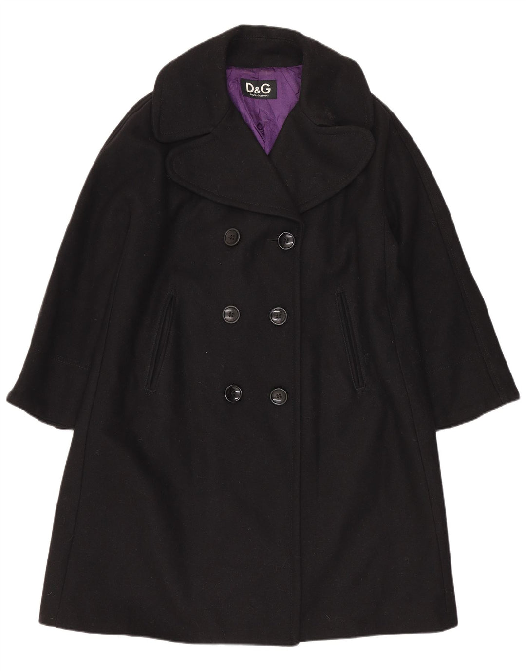 Dolce & Gabbana Womens Oversized Double Breasted Coat IT 38 XS Black Wool