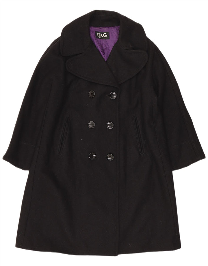 Dolce & Gabbana Womens Oversized Double Breasted Coat IT 38 XS Black Wool