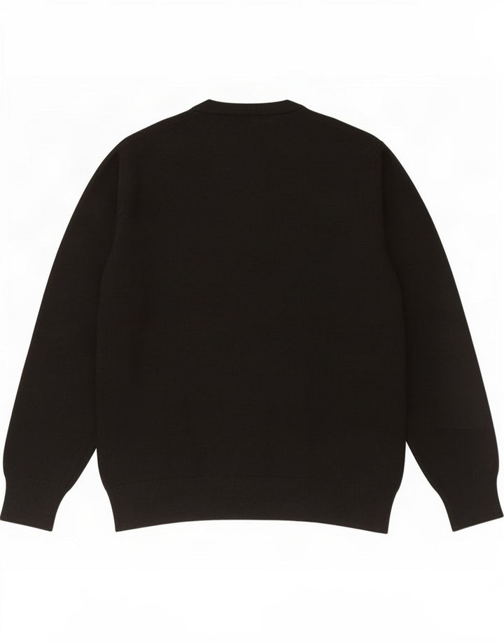 K-Way Mens V-Neck Jumper Sweater Medium Black Merino Wool