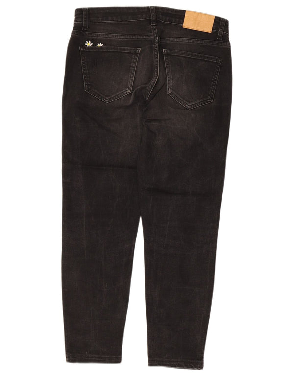 Desigual Womens Crop Skinny Jeans W29 L24 Black Floral Cotton