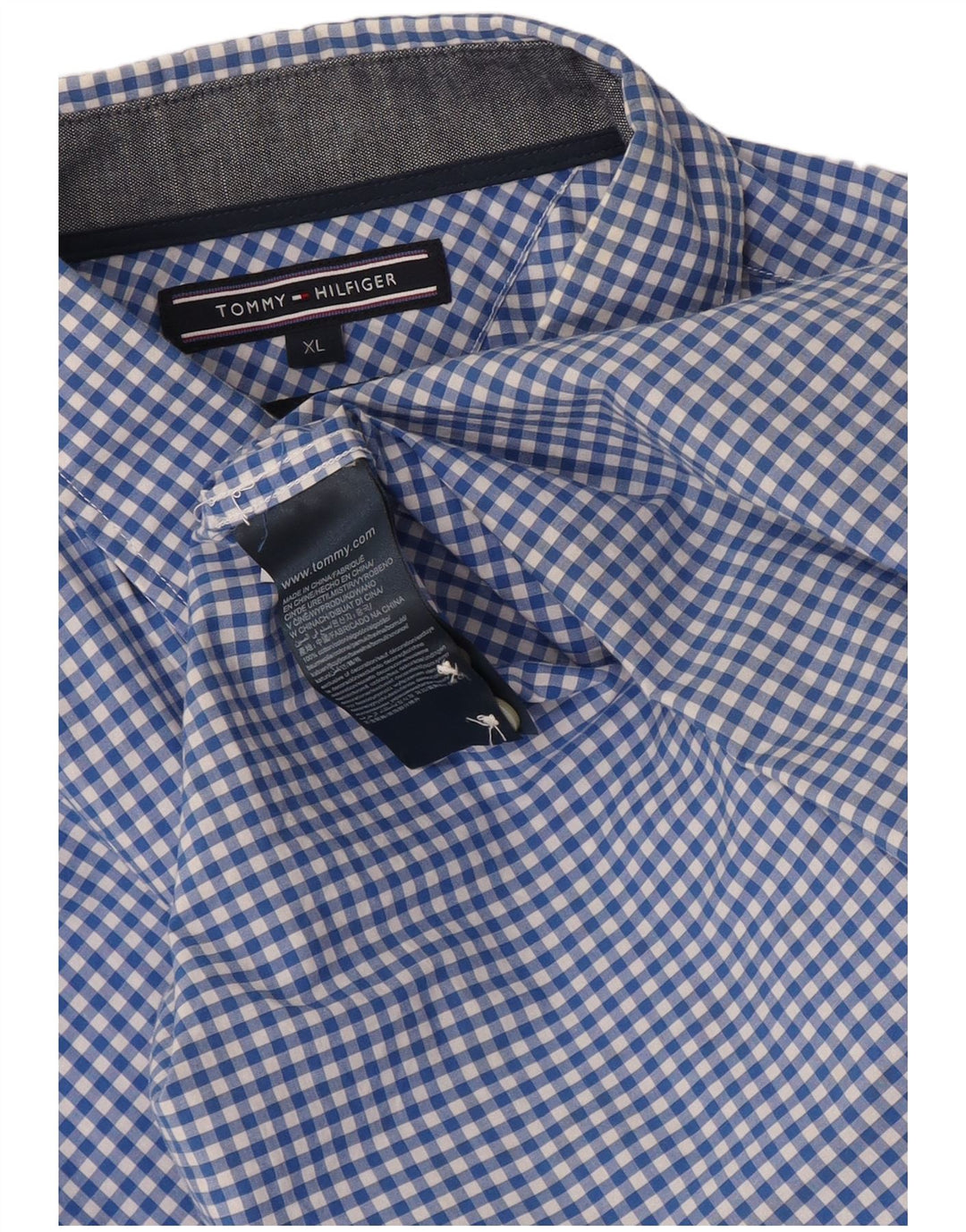 Tommy Hilfiger Mens Shirt XL Blue Gingham Cotton