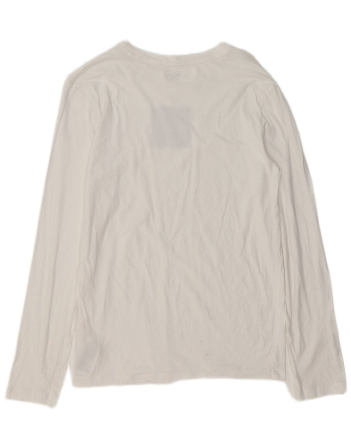 CALVIN KLEIN Boys Graphic Top Long Sleeve 14-15 Years White Cotton