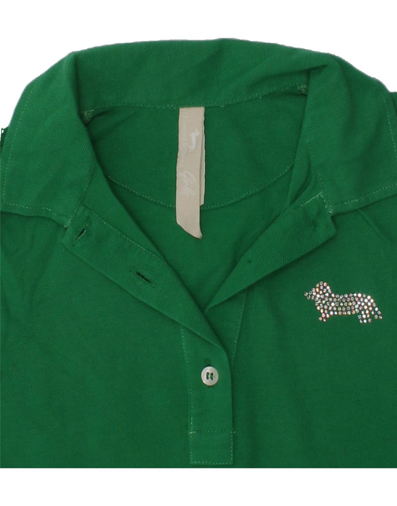 HARMONT & BLAINE Girls Polo Shirt 9-10 Years Green Cotton | Vintage Harmont & Blaine | Thrift | Second-Hand Harmont & Blaine | Used Clothing | Messina Hembry 