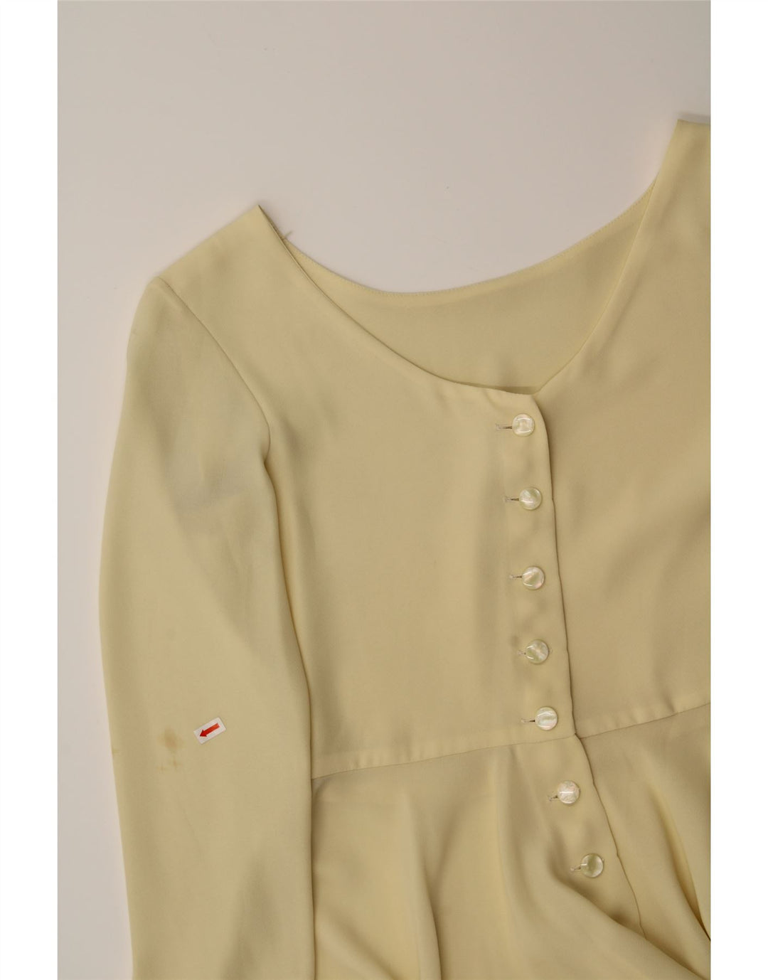 VINTAGE Womens Long Sleeve Shirt Dress UK 12 Medium Yellow Polyester Vintage Vintage and Second-Hand Vintage from Messina Hembry 