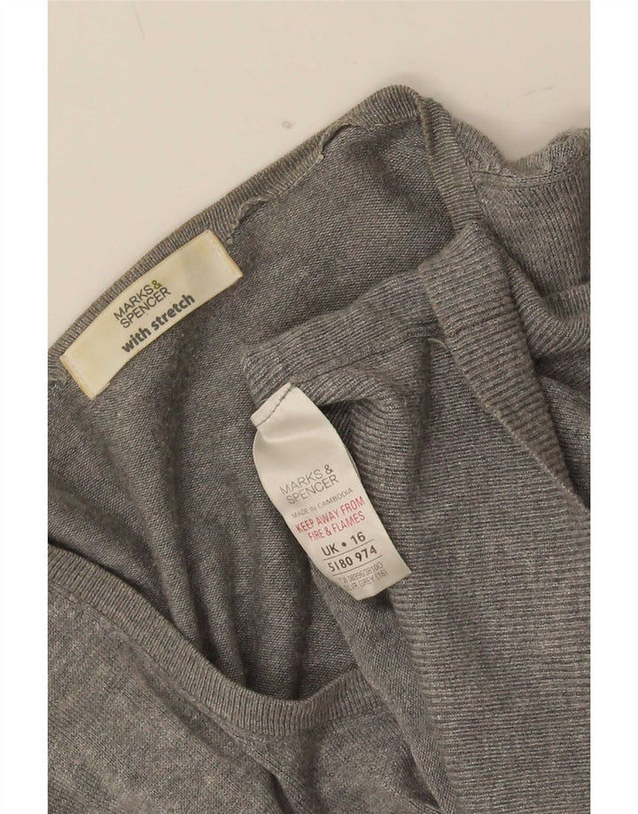 Marks & Spencer Womens Cardigan Sweater UK 16 Large Grey Polyamide