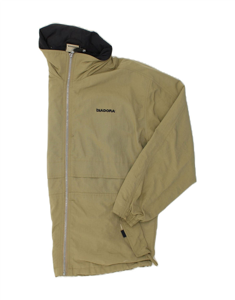 DIADORA Mens Hooded Rain Jacket UK 38 Medium Khaki Polyamide | Vintage Diadora | Thrift | Second-Hand Diadora | Used Clothing | Messina Hembry 