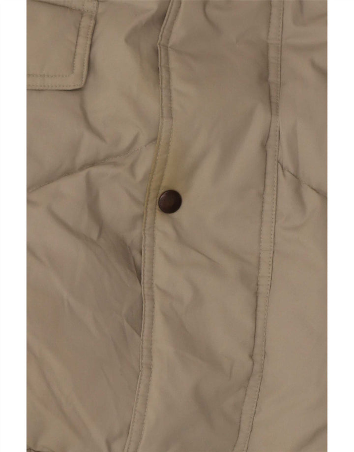 Vintage Mens Hooded Padded Jacket UK 42 XL Beige Polyester