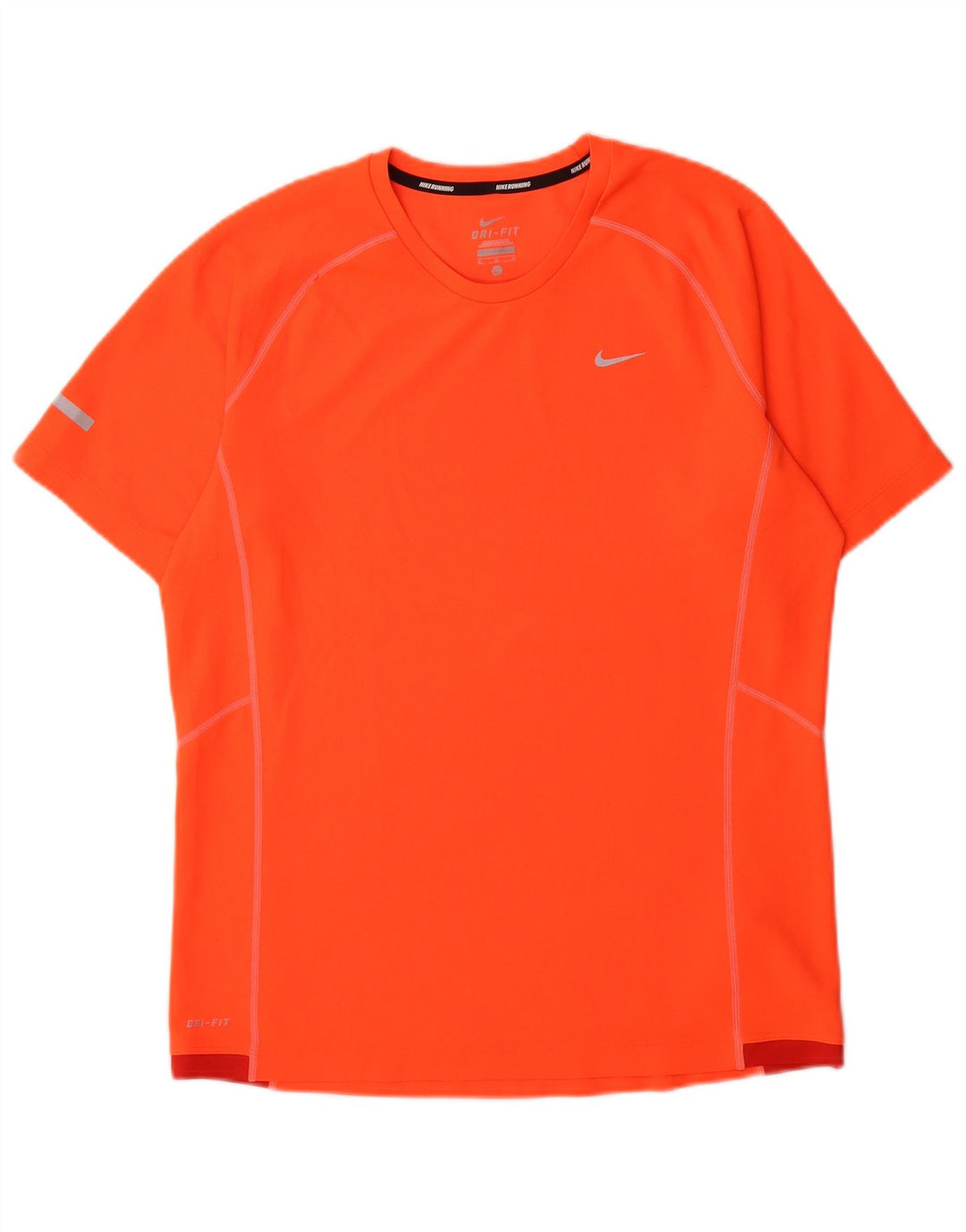 Nike Mens Dri Fit T-Shirt Top Medium Orange Colourblock Polyester