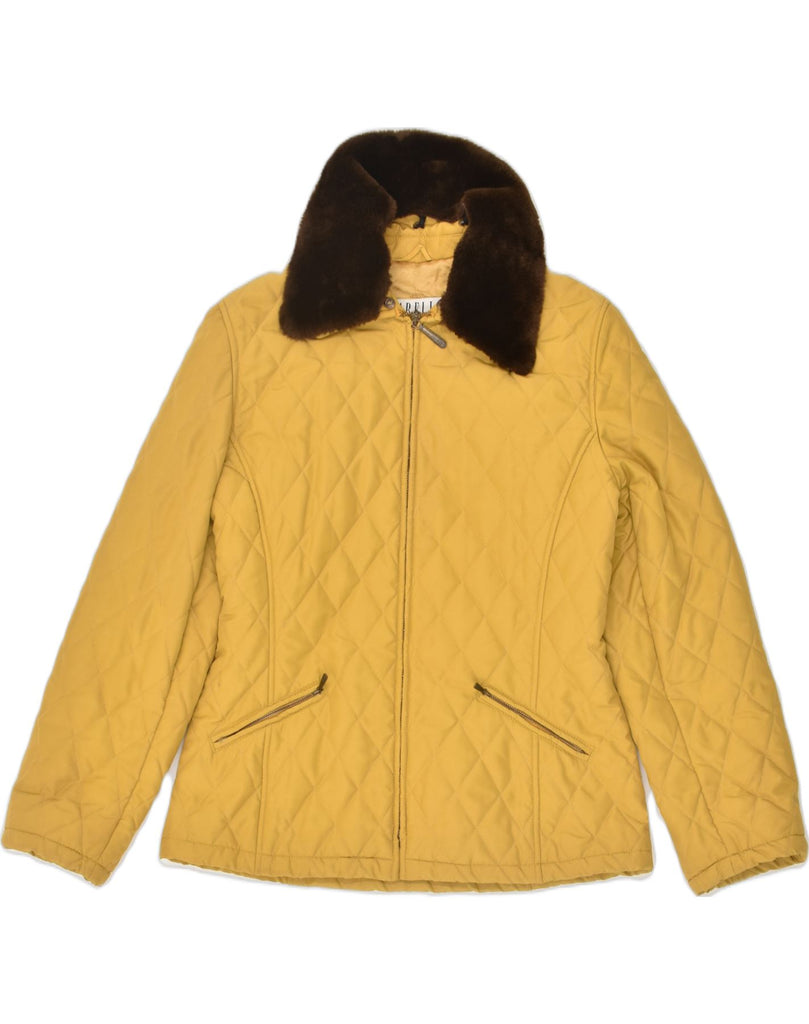 MARELLA Womens Quilted Jacket UK 12 Medium Yellow Polyester | Vintage Marella | Thrift | Second-Hand Marella | Used Clothing | Messina Hembry 