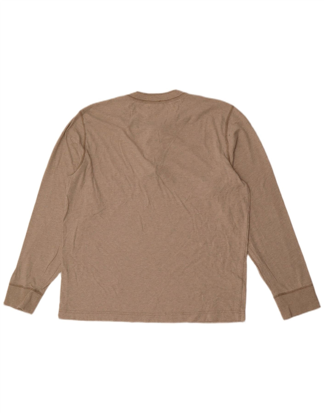 Eddie Bauer Mens Top Long Sleeve Large Beige Cotton