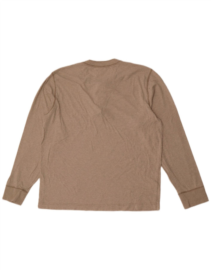 Eddie Bauer Mens Top Long Sleeve Large Beige Cotton