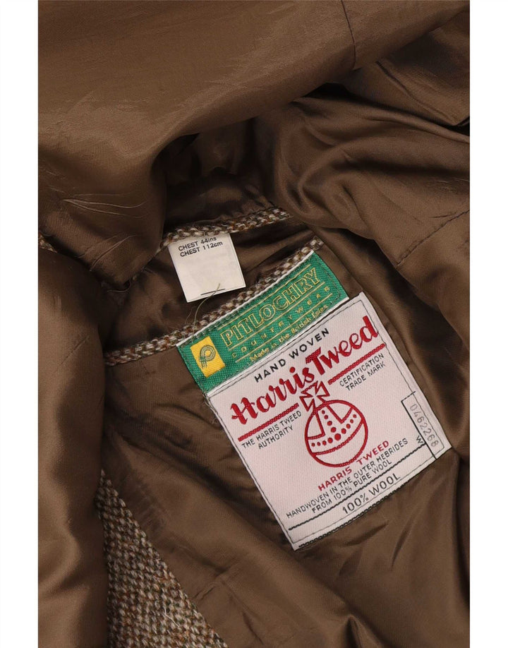 Harris Tweed Mens 2 Button Blazer Jacket UK 44 XL Brown Wool