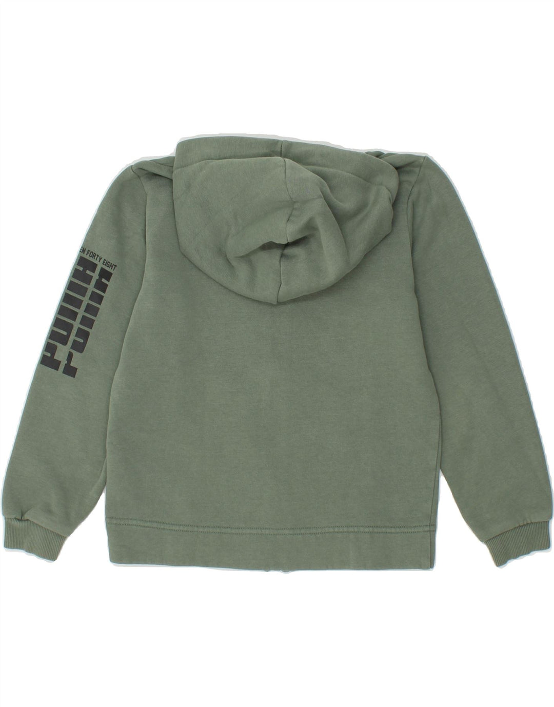 PUMA Boys Graphic Zip Hoodie Sweater 7-8 Years  Green Cotton Vintage Puma and Second-Hand Puma from Messina Hembry 