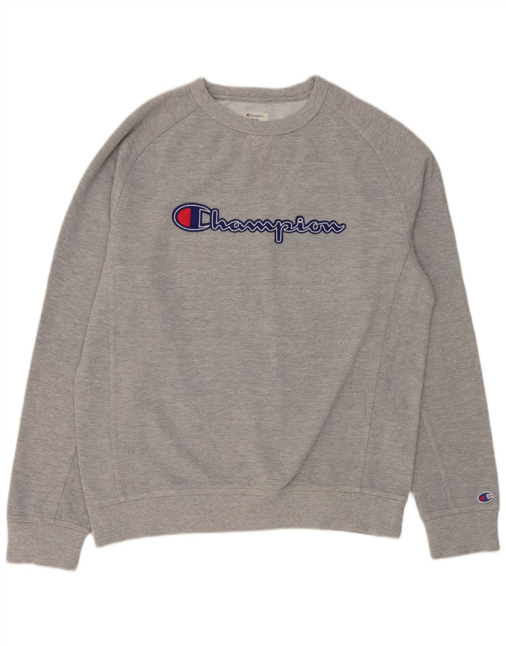Champion Mens Graphic Sweatshirt Jumper Large Grey Cotton