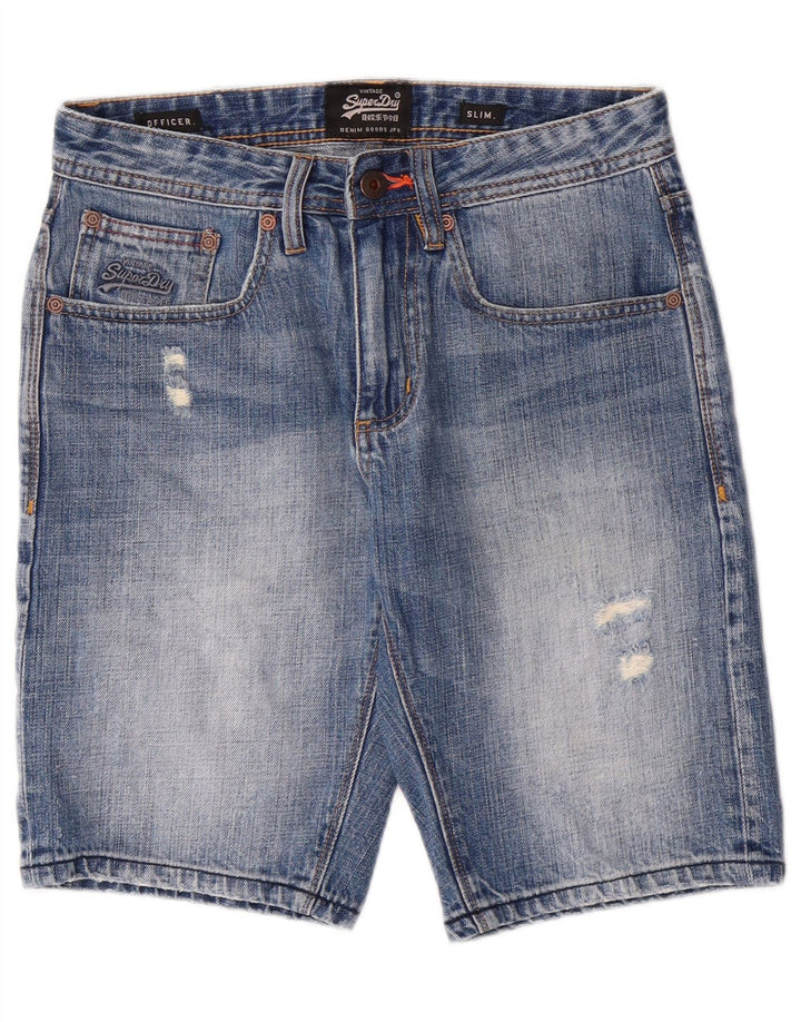 SUPERDRY Mens Distressed Slim Denim Shorts W28 Medium  Blue Cotton