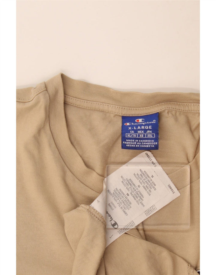 Champion Mens T-Shirt Top XL Beige Cotton