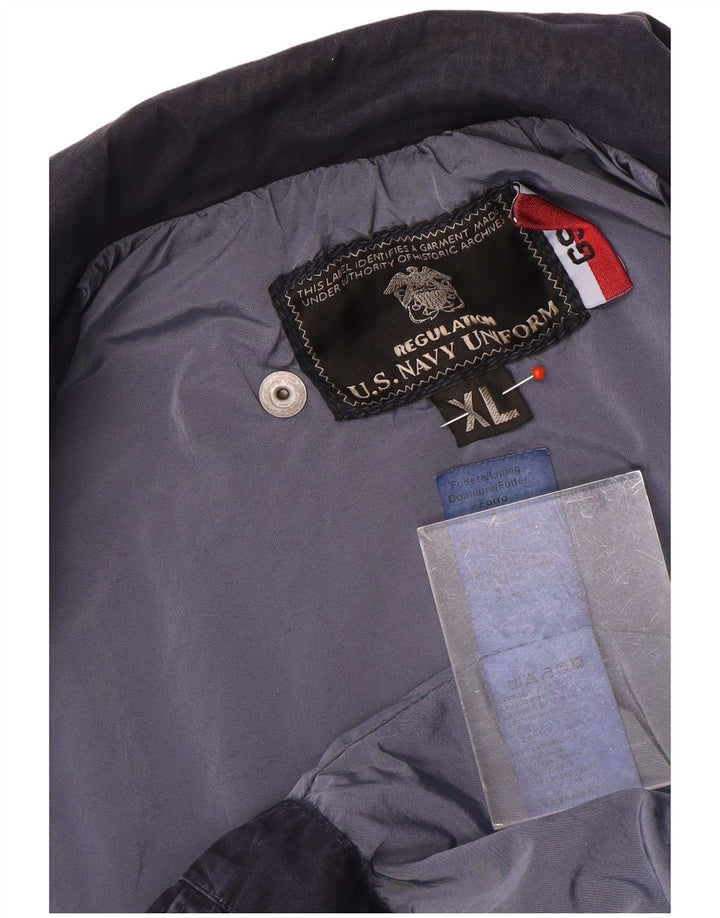 Vintage Mens Utility Jacket UK 42 XL Navy Blue Nylon