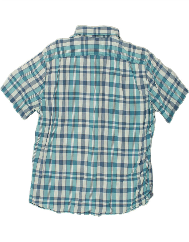L.L.BEAN Mens Slightly Fitted Short Sleeve Shirt Large Blue Check Cotton | Vintage L.L.Bean | Thrift | Second-Hand L.L.Bean | Used Clothing | Messina Hembry 