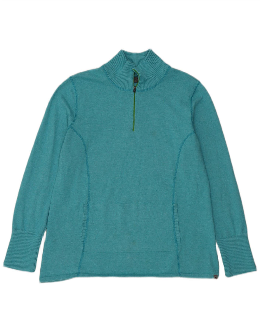 Eddie Bauer Womens Zip Neck Jumper Sweater UK 18 XL Blue Polyester