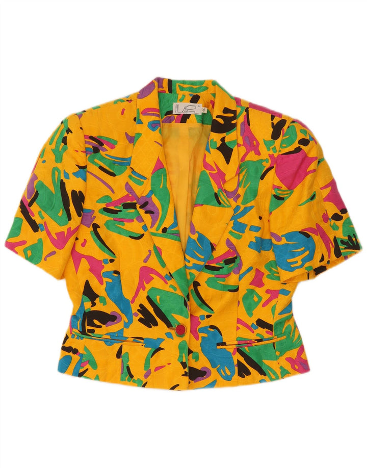 Vintage Womens Abstract Pattern Blazer Jacket IT 44 Medium Yellow