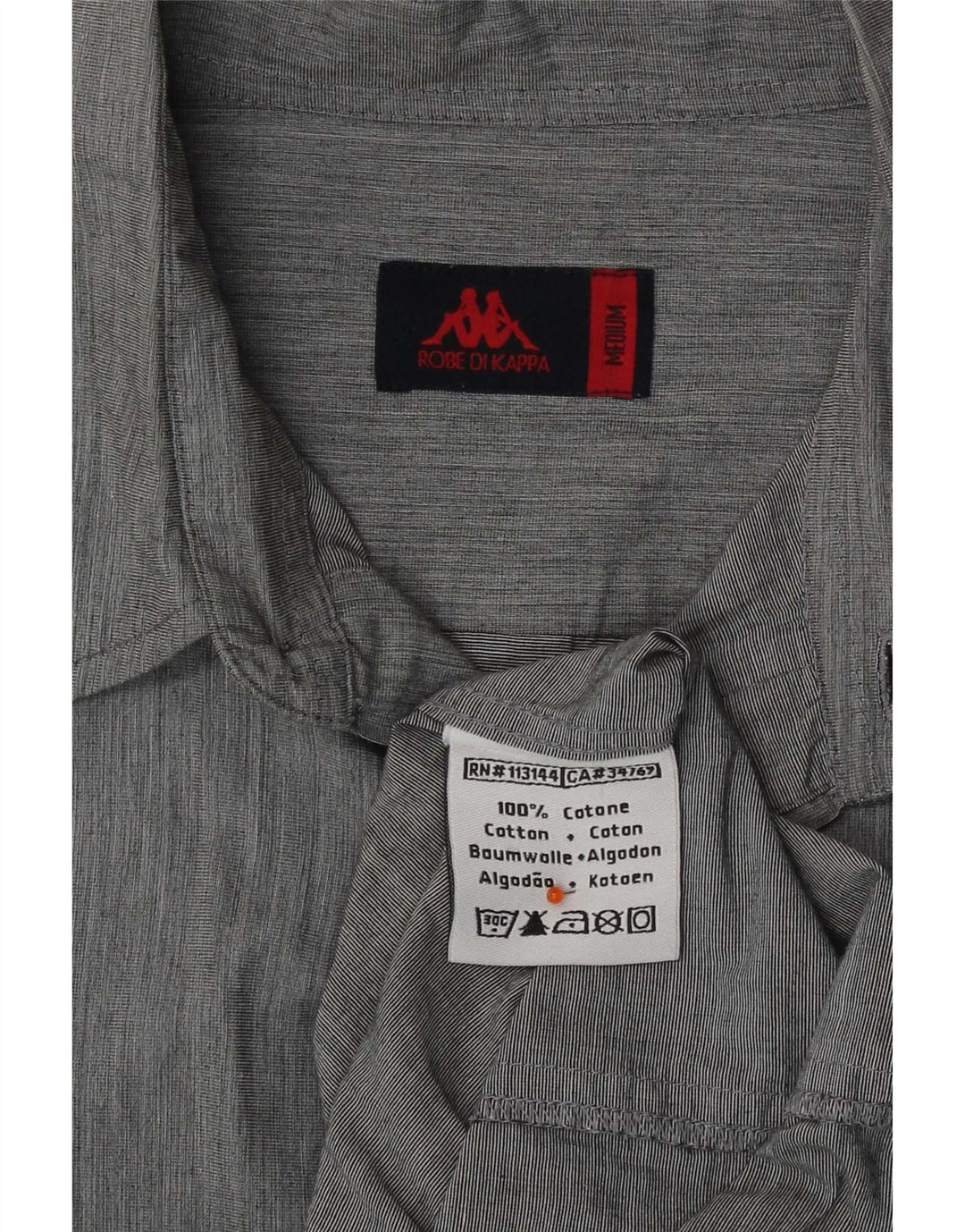 Kappa Mens Shirt Medium Grey Pinstripe Cotton