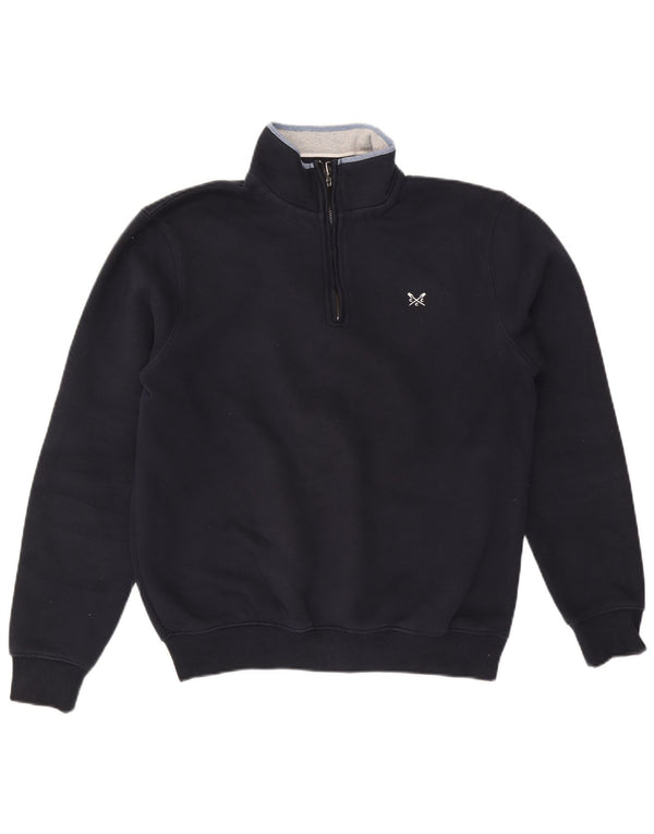 Crew Clothing Mens Zip Neck Sweatshirt Jumper Medium Navy Blue Cotton