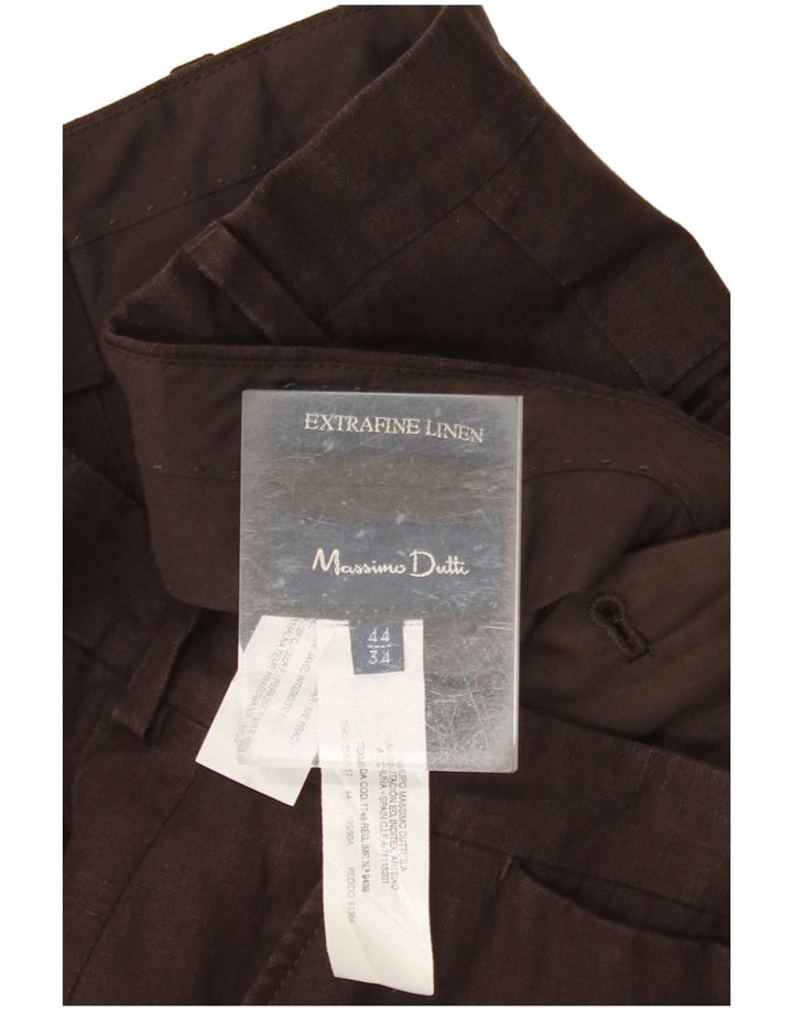 MASSIMO DUTTI Womens Straight Chino Trousers EU 44 Large W34 L30 Brown