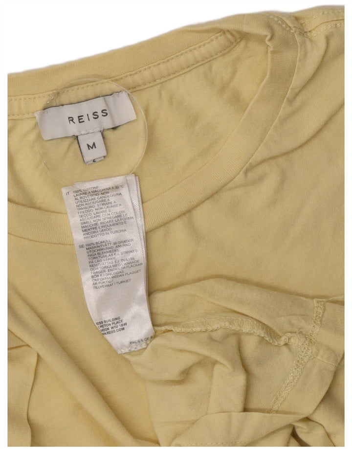 Reiss Mens T-Shirt Top Medium Yellow Cotton