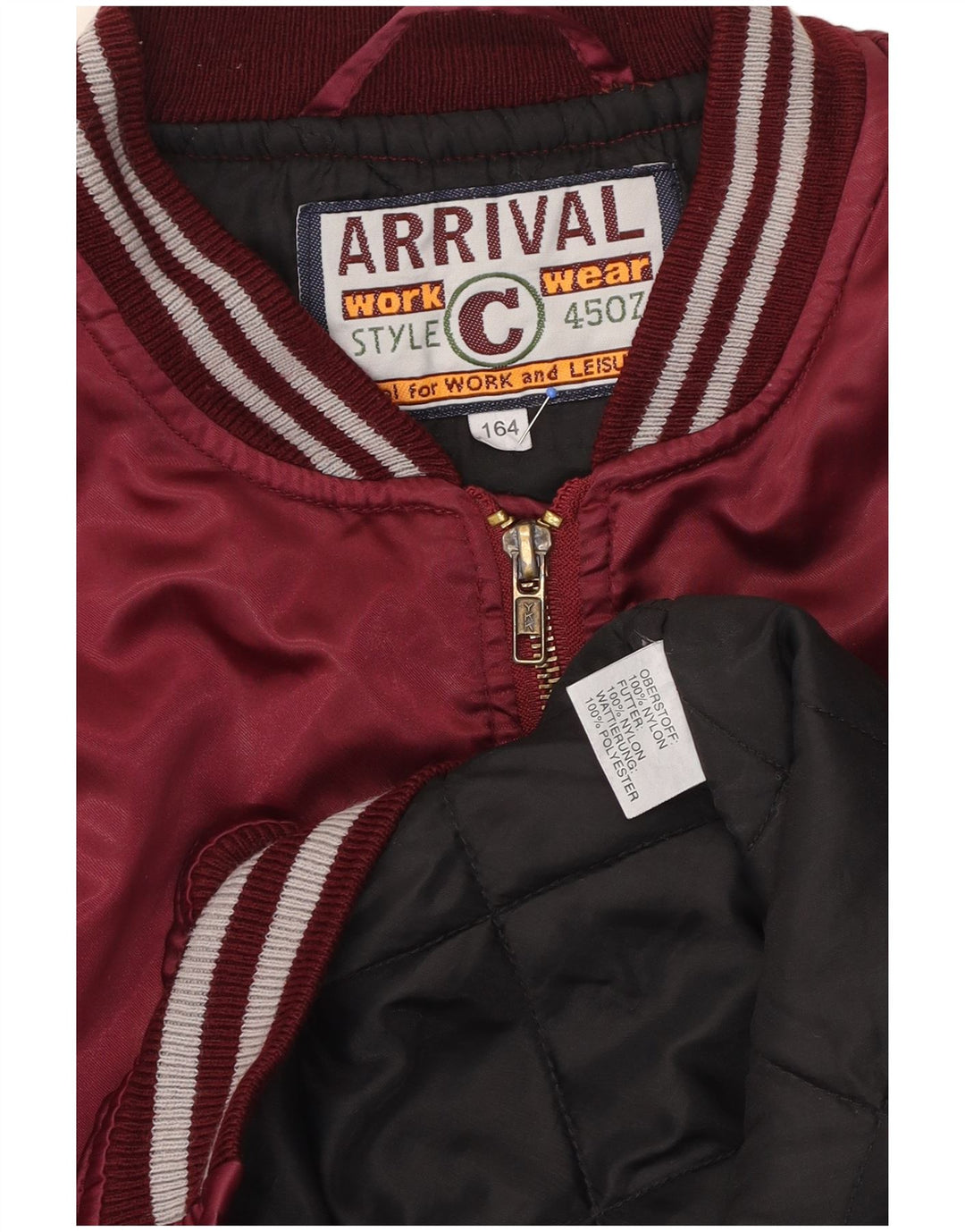 VINTAGE Boys Bomber Jacket 13-14 Years Burgundy Nylon