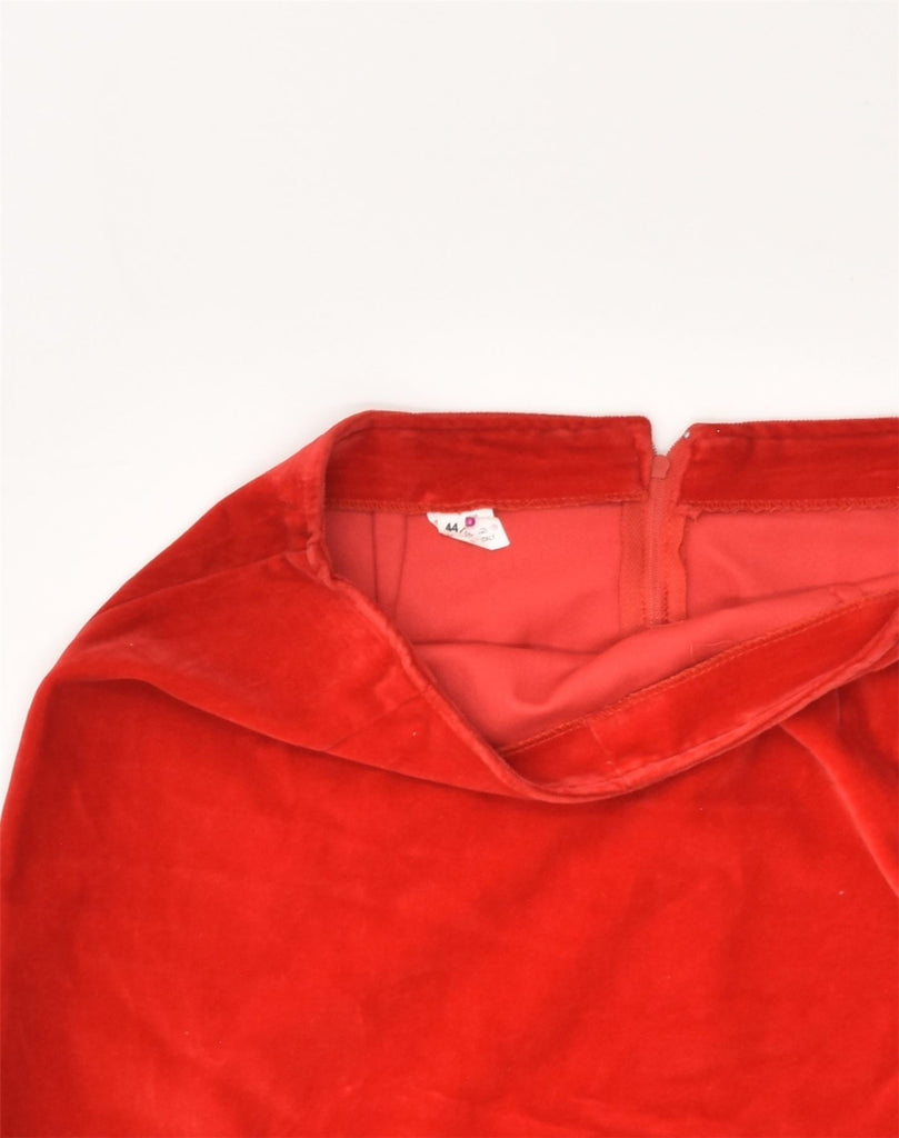 VINTAGE Womens Velour Straight Skirt IT 44 Medium W28 Red Cotton | Vintage Vintage | Thrift | Second-Hand Vintage | Used Clothing | Messina Hembry 