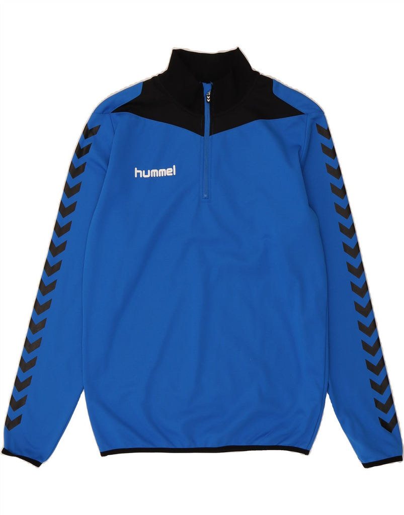 HUMMEL Mens Graphic Zip Neck Pullover Tracksuit Top Large Blue Colourblock Vintage Hummel and Second-Hand Hummel from Messina Hembry 