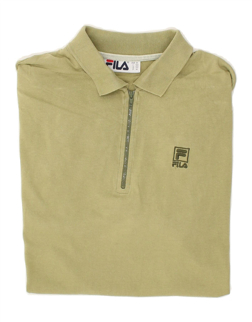 FILA Mens Polo Shirt Medium Khaki Cotton Vintage Fila and Second-Hand Fila from Messina Hembry 