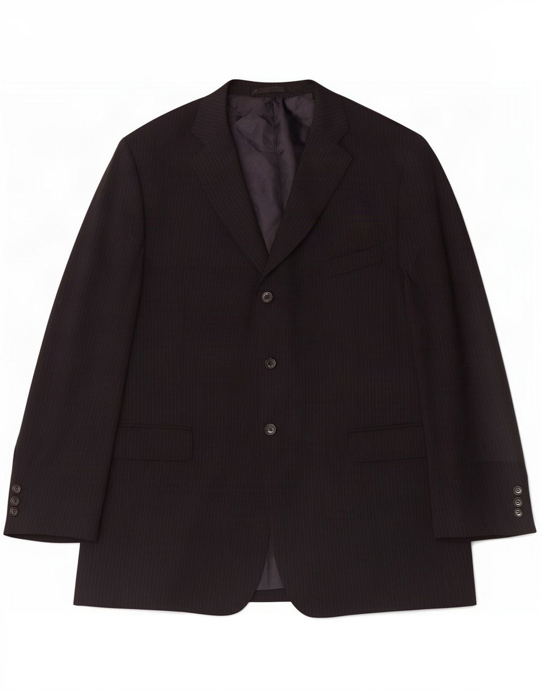 Marks & Spencer Mens 3 Button Blazer Jacket UK 46 XL Navy Blue Pinstripe