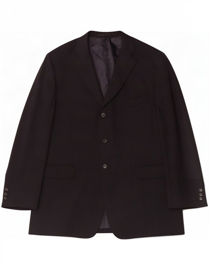 Marks & Spencer Mens 3 Button Blazer Jacket UK 46 XL Navy Blue Pinstripe