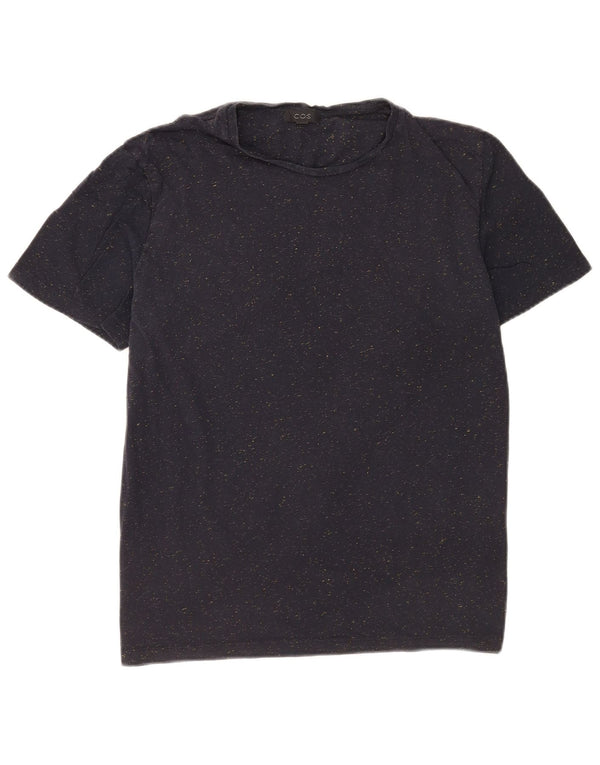 Cos Mens T-Shirt Top Medium Navy Blue Flecked Cotton