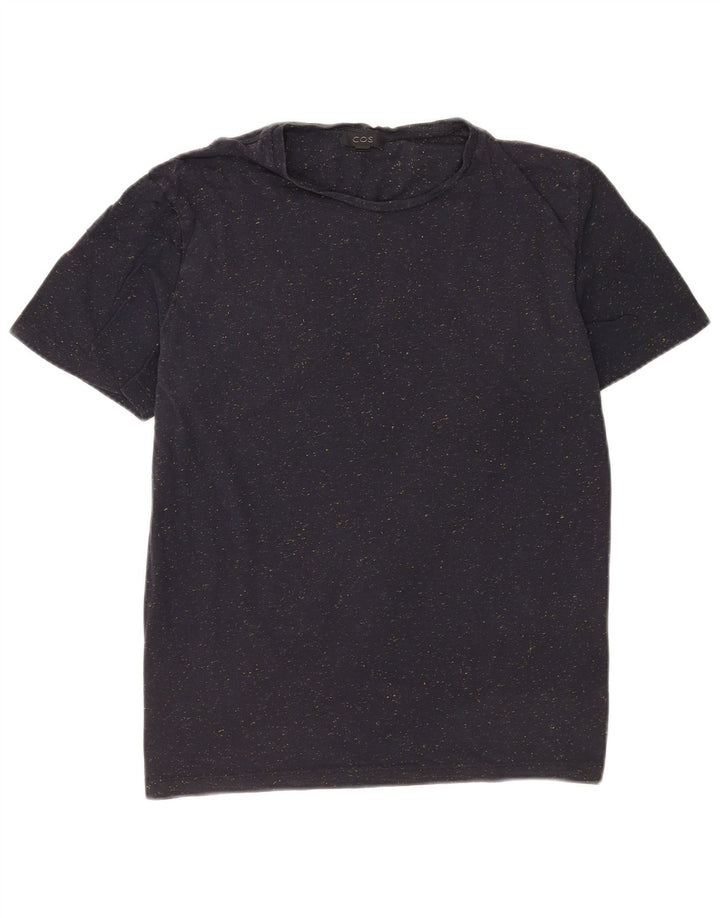 Cos Mens T-Shirt Top Medium Navy Blue Flecked Cotton