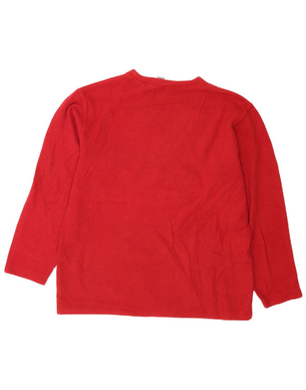 Quiksilver Boys Graphic Top Long Sleeve 15-16 Years Large Red Cotton