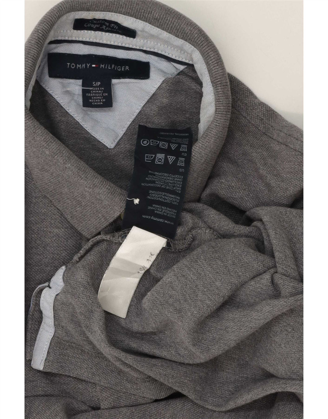 Tommy Hilfiger Mens Custom Fit Polo Shirt Small Grey Cotton