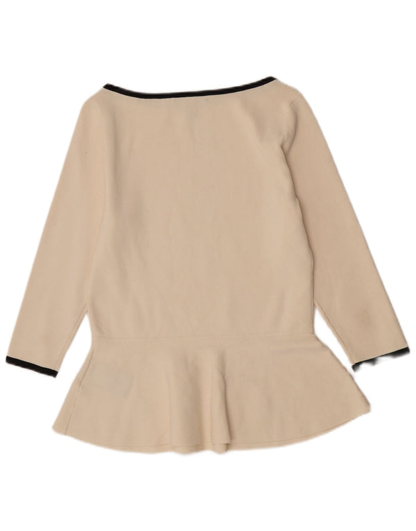 Ralph Lauren Womens 3/4 Sleeve Blouse Top UK 14 Large Off White Viscose