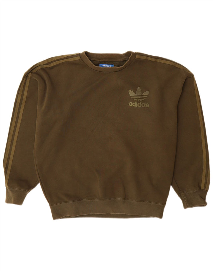 Adidas Mens Sweatshirt Jumper Small Khaki Cotton