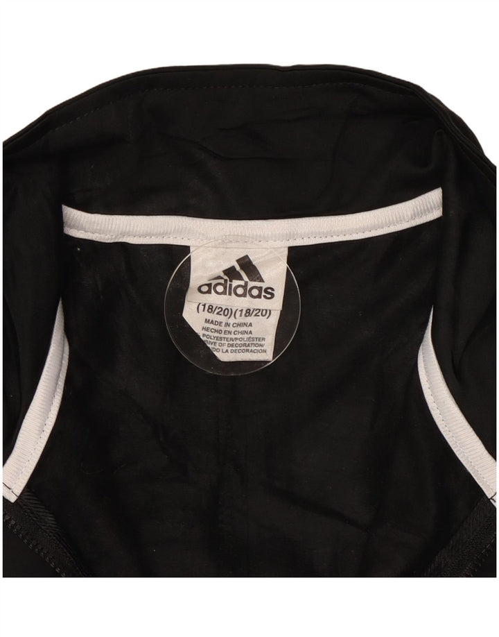 Adidas Boys Tracksuit Top Jacket 13-14 Years Black Polyester