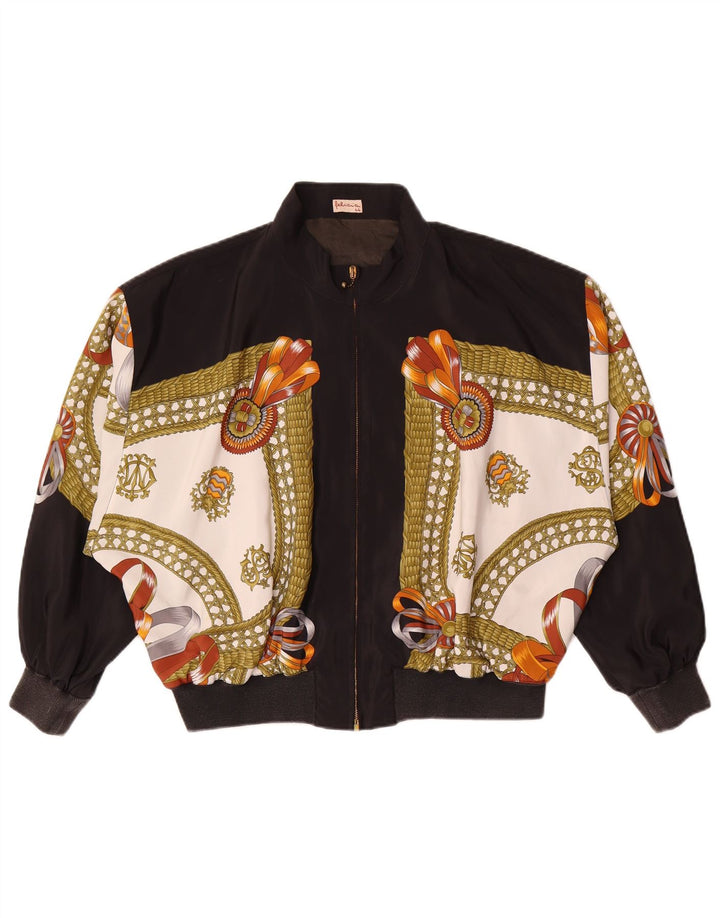 Felicia Womens Abstract Pattern Oversized Bomber Jacket EU 44 XL Black