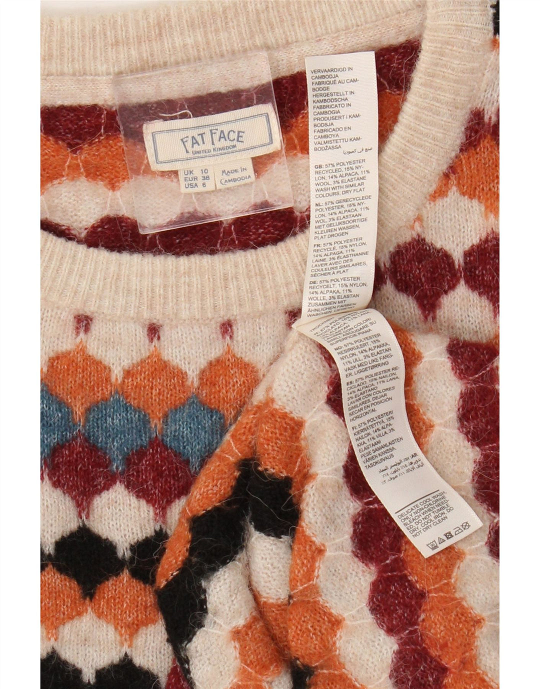 Fat Face Womens Crew Neck Jumper Sweater UK 10 Small Multicoloured