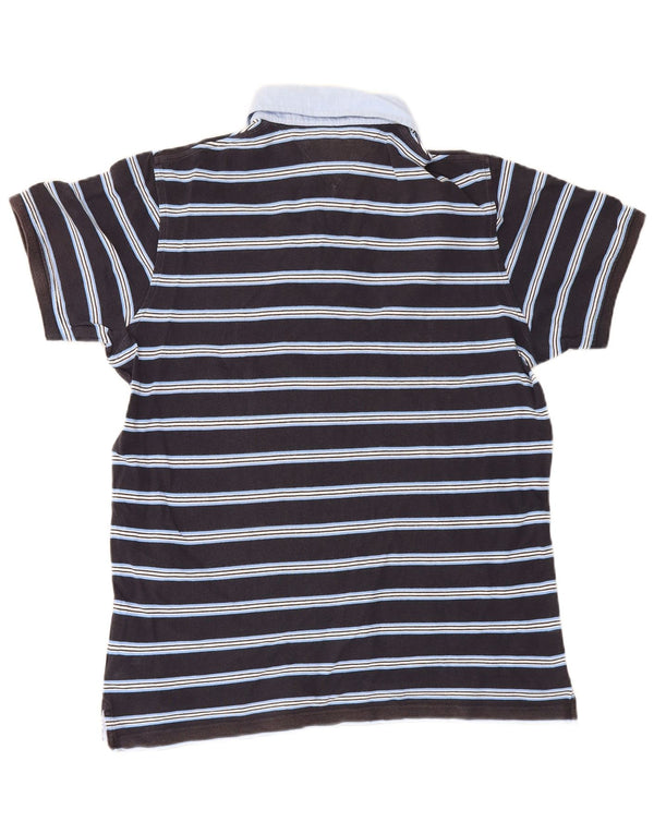 Tommy Hilfiger Mens Slim Fit Rugby Polo Shirt XL Black Striped Cotton