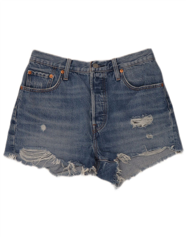 Levi's Womens 501 Distressed Denim Shorts W29 Medium Blue Cotton