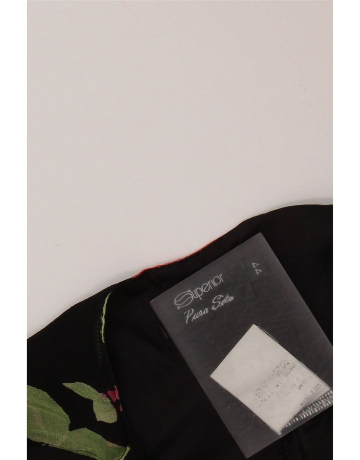 SUPERIOR Womens Slip Dress IT 44 Medium Black Floral Silk